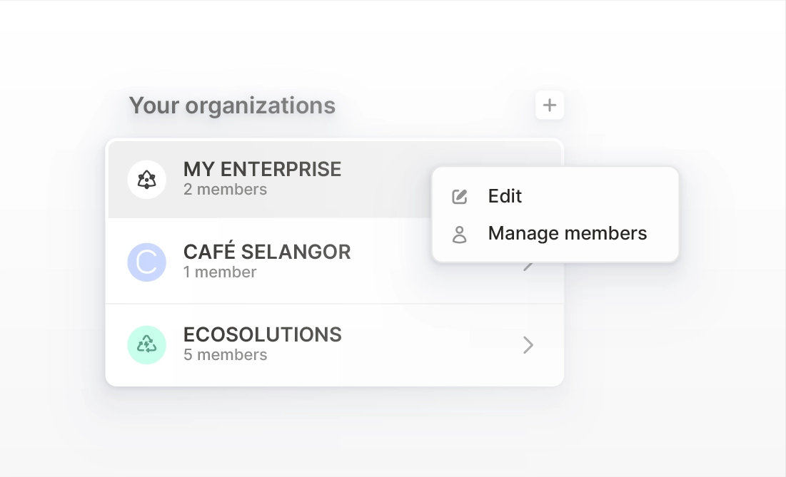 Manage account interface