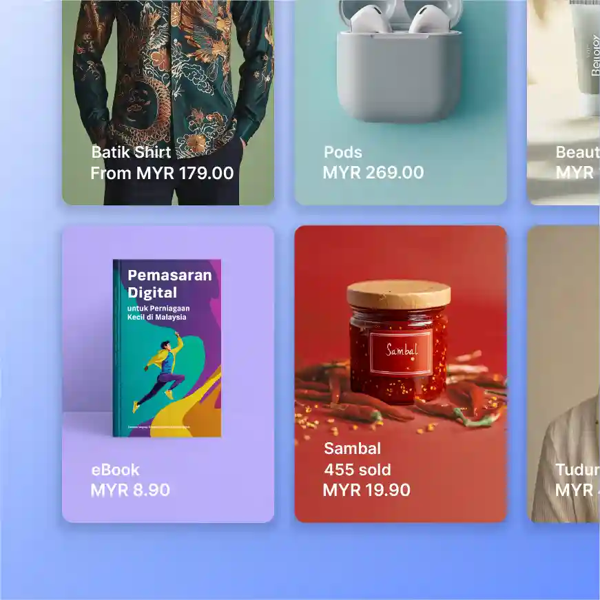 Commerce platform showing product listings