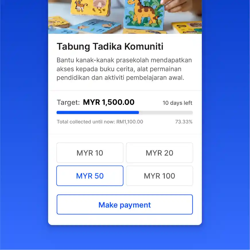 Payment Form example showing a fundraising campaign interface